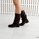 Коричневі замшеві зимові чоботи на невеликих підборах 36-41, фото 3