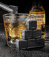 Натуральні гранітні камені для віскі та інших напоїв Whisky Stones (6 каменів + щипці)