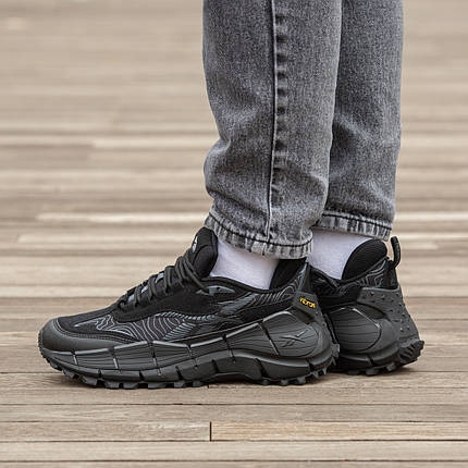 Зимові Чоловічі Кросівки Reebok Zig Kinetica 2.5 Edge Suede / Рибок Зіг Кінетика 2.5 Едж Суейд Чорні з Сірим, фото 1