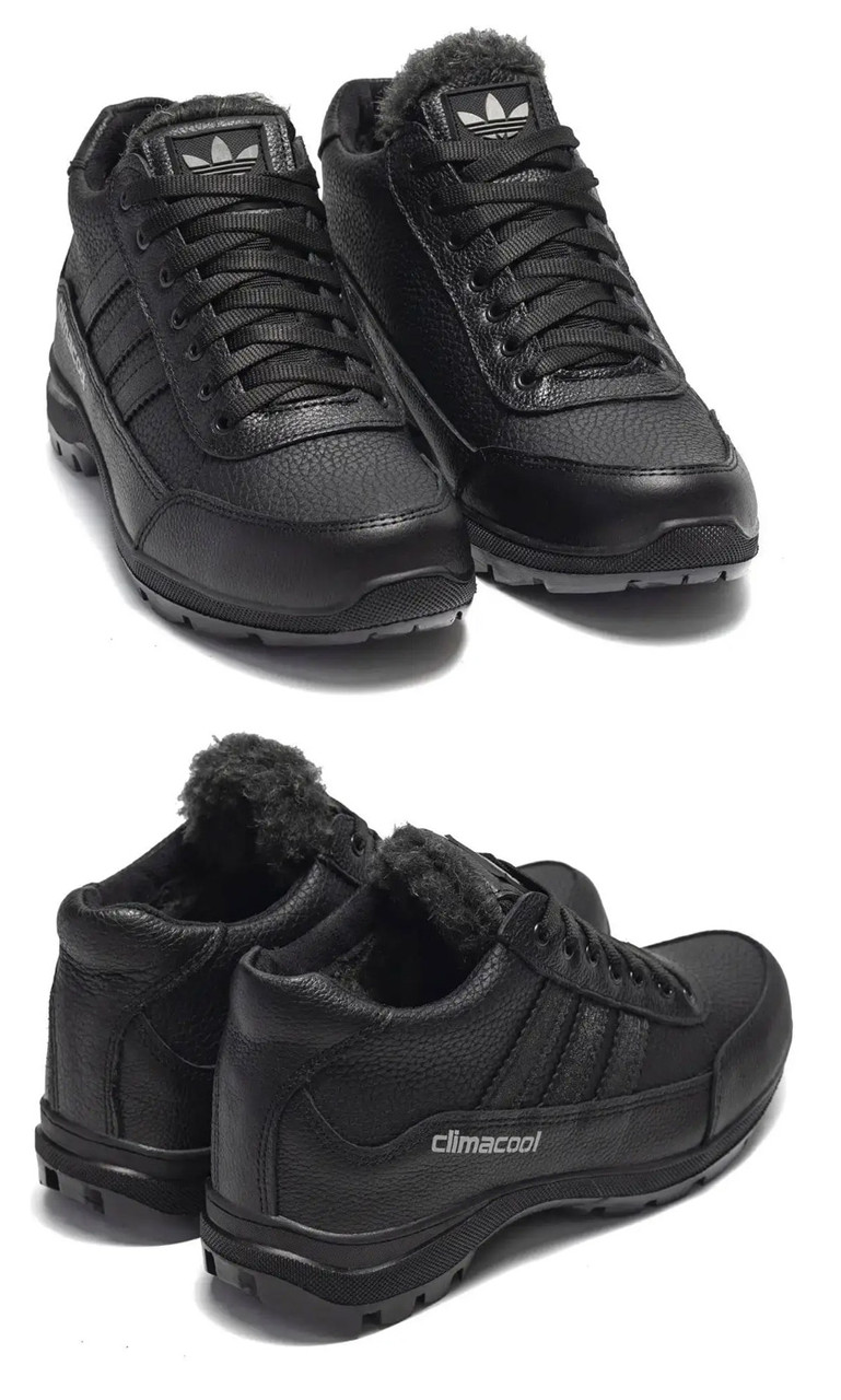 Чоловічі зимові шкіряні черевики Adidas Sport Trekking А-13, кросівки Адідас зима чорні. Чоловіче взуття