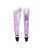 3D-ручка для малювання 3D Pen 3 Pink та 100 метрів різнокольорового пластику з трафаретами Рожевий, фото 3