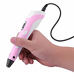 3D-ручка для малювання 3D Pen 3 Pink та 100 метрів різнокольорового пластику з трафаретами Рожевий, фото 9