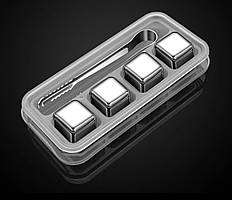 Набір каменів для охолодження напоїв з нержавіючої сталі (4 камені + щипці, сріблястий колір)