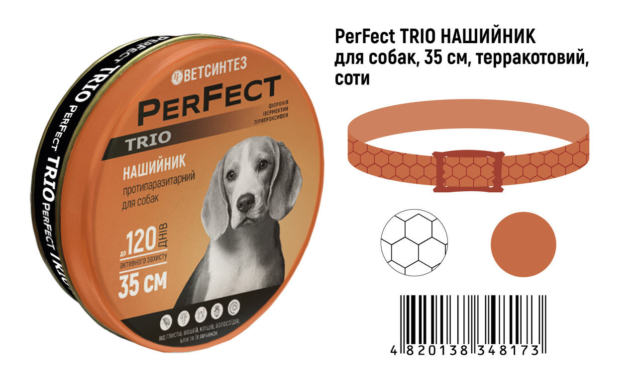 PerFect TRIO нашийник (для собак) синій, соти, 35 см, фото 1