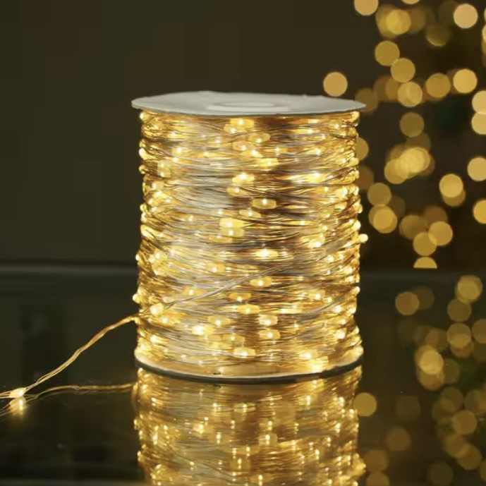 Гірлянда Роса 100 метрів 1000 led | Срібний кабель | від USB + пульт 8 режимів