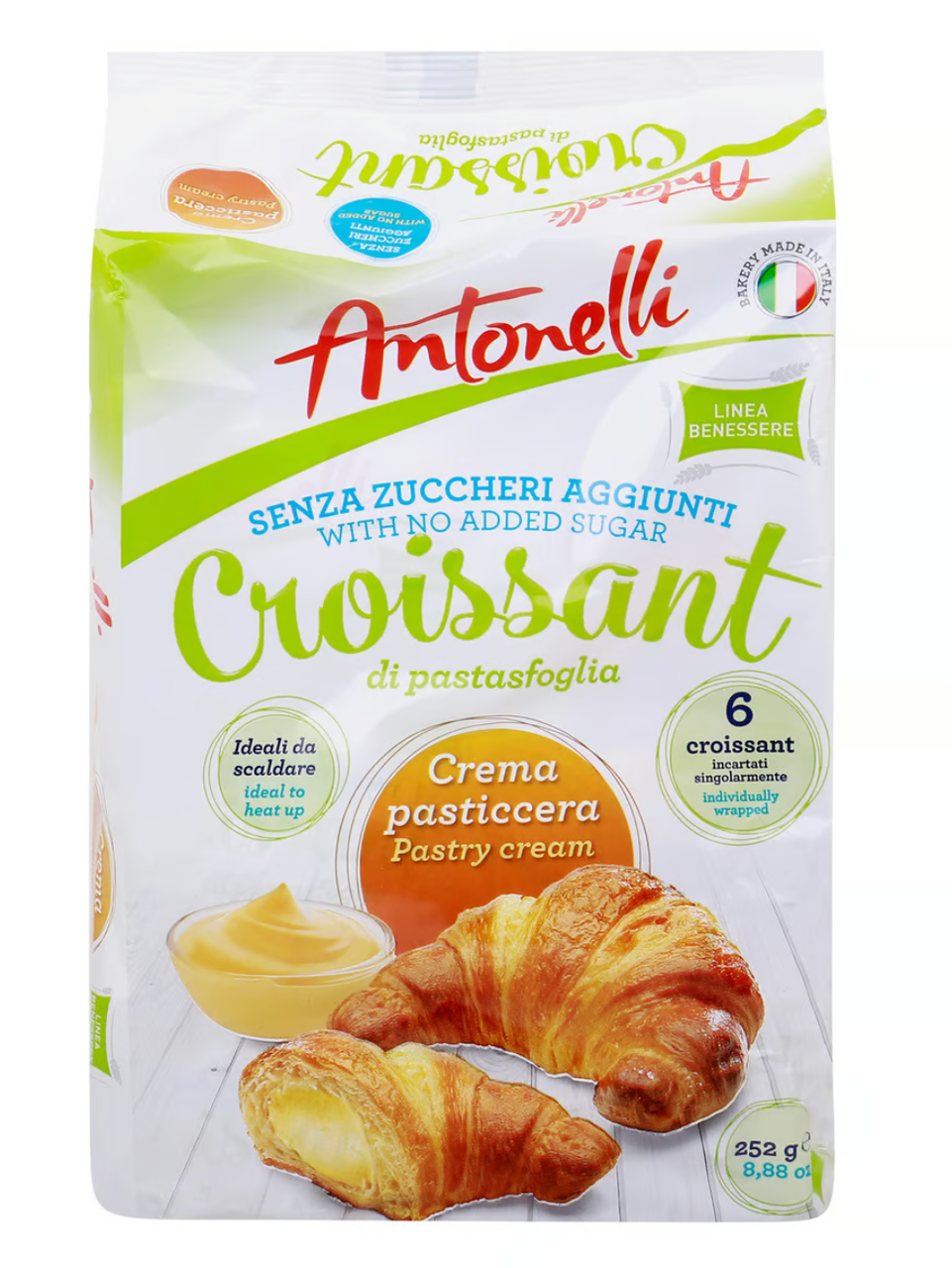 Круасани Antonelli Sugar Free Custard Cream Croissant із заварним кремом 252г, фото 1