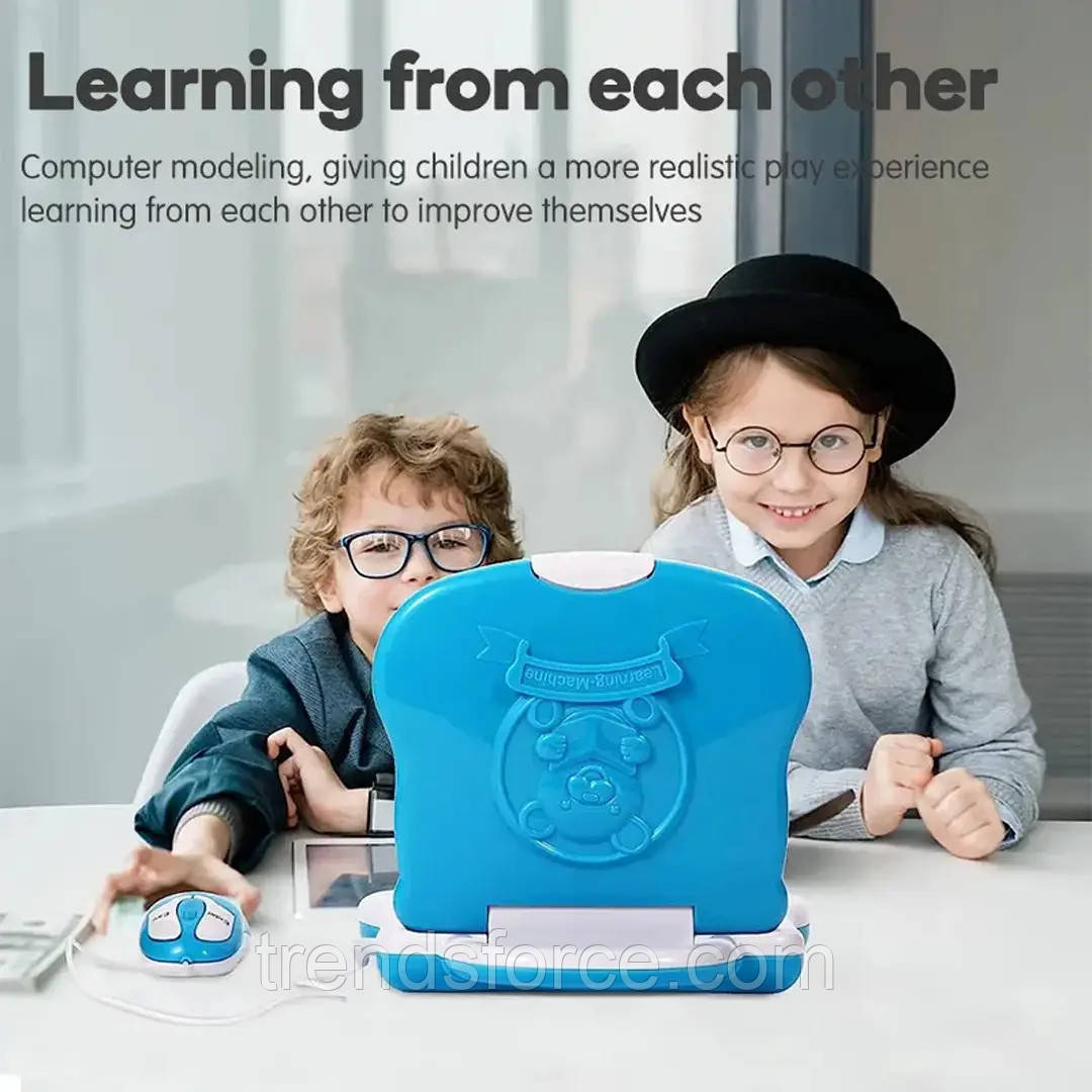 Дитяча розвивальна іграшка ноутбук з мишкою Learning Machine, дитячий навчальний ноутбук з іграми (синій)