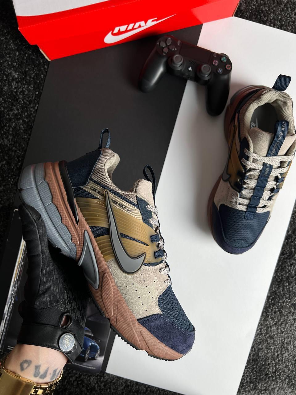 Чоловічі кросівки замша текстиль Nike C2K Run Runtekk Navy Beige, кеди чоловічі Найк синьо-бежеві Чоловіче взуття