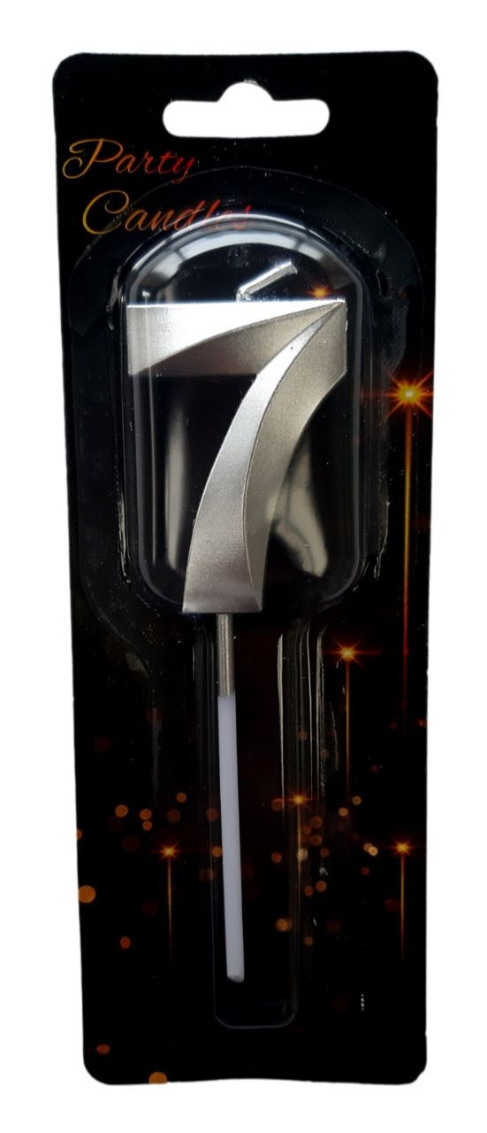 Свічка цифра мiнi"Diamond 7". Колір: Срiбло. Вир-во: Китай