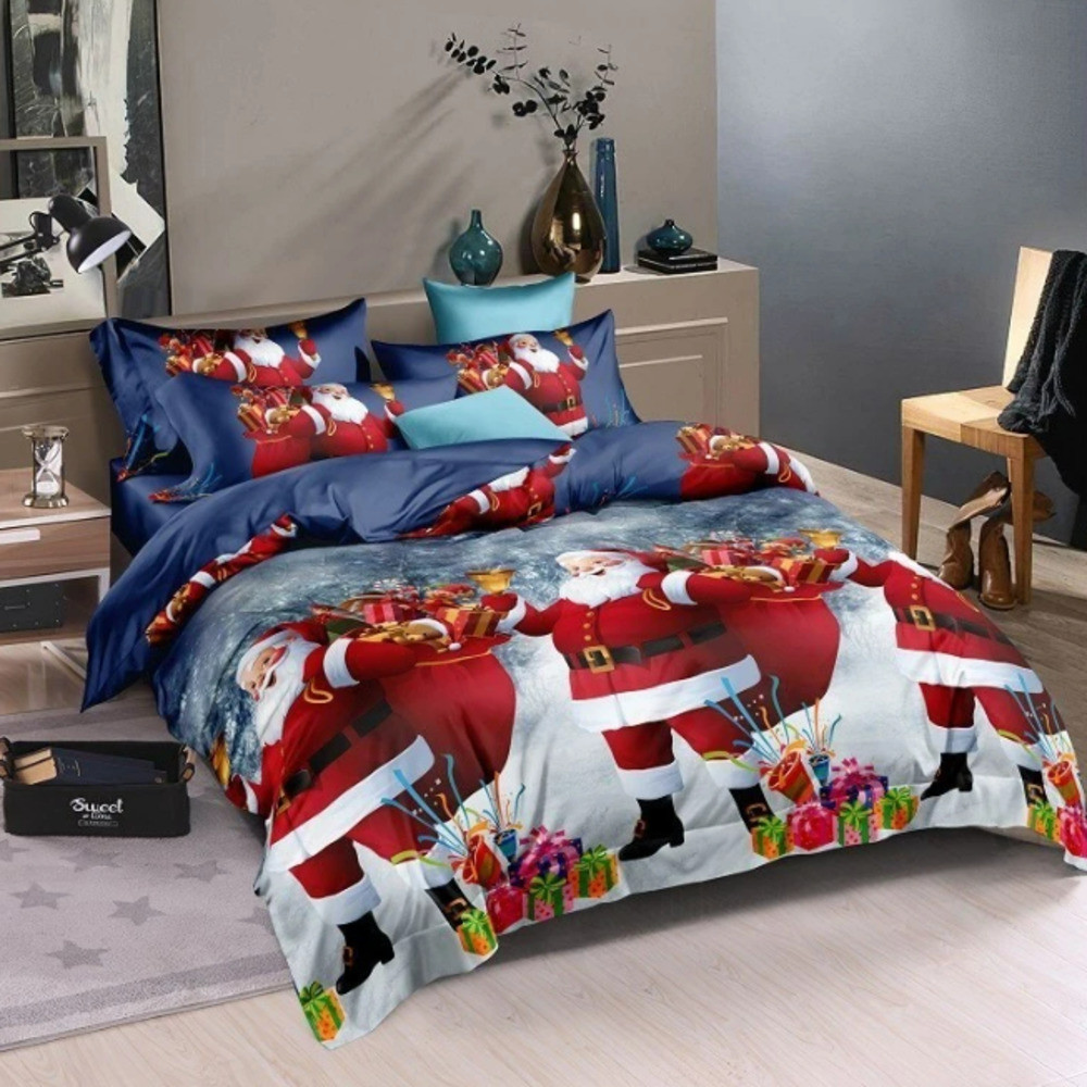 Постільна білизна Євро 200х220 Подарунки від Санти (21730) Бязь Ранфорс із бавовни, фото 1