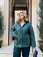 Демисезонные батальные куртки с трикотажным капюшоном