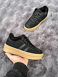 Зимові кросівки жіночі чорні на потовщеній бежевій підошві 36 39 41, фото 2