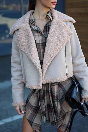 Модна жіноча вкорочена дублянка штучний дубляж Gs2718, фото 1