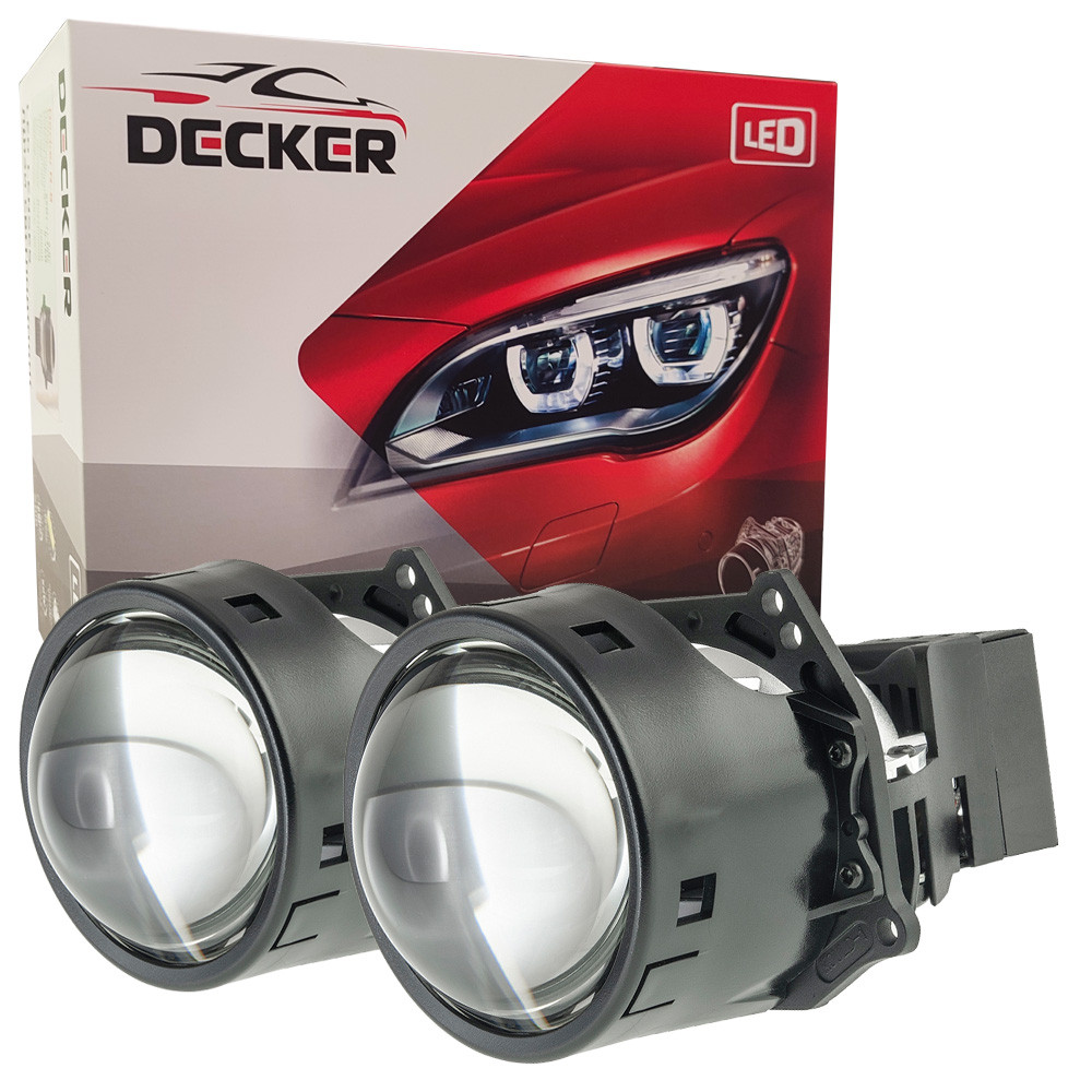 Світлодіодна лінза модуль для фар вантажівок Decker LED BL 3.0" R-4 24V 65W 5500K комплект 2 шт, фото 1