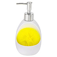 Диспенсер для мила з губкою "Свіжий дотик", білий 8х10х18 см