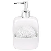 Диспенсер для мила з губкою "Аура чистоти", білий 9х10х18 см