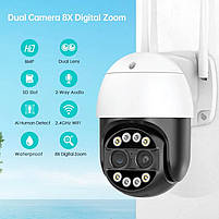 WIFI камера спостереження Besder P3S-8MP із сиреною. Зум. iCSee, фото 10