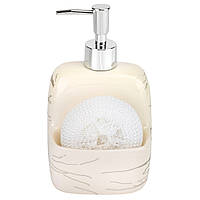 Диспенсер для мила з губкою "Сірий мармур", 9х10х18 см