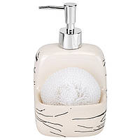 Диспенсер для мила з губкою "Чорний мармур", 9х10х18 см