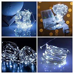 Світлодіодна гірлянда нитка краплі роси дріт 5 м 50 LED на 3 батарейках і від USB Jm