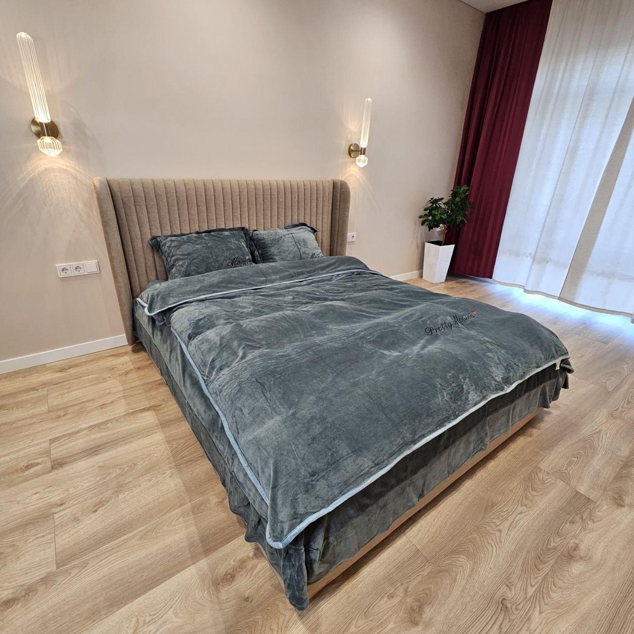 Велюрова постільна білизна Моніка Півтораспальний Зелений