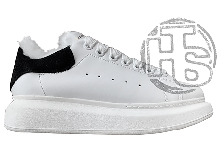 Жіночі кросівки Alexander McQueen White Black Gloss Winter (з хутром), фото 1