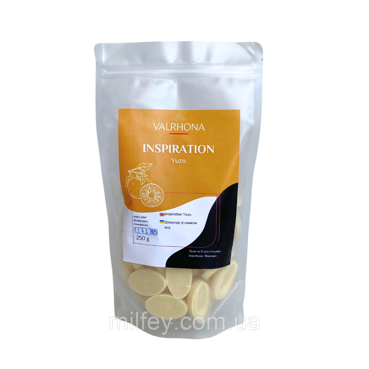 Шоколад зі смаком юзу Valrhona Inspiration Yuzu 250 г, фото 1