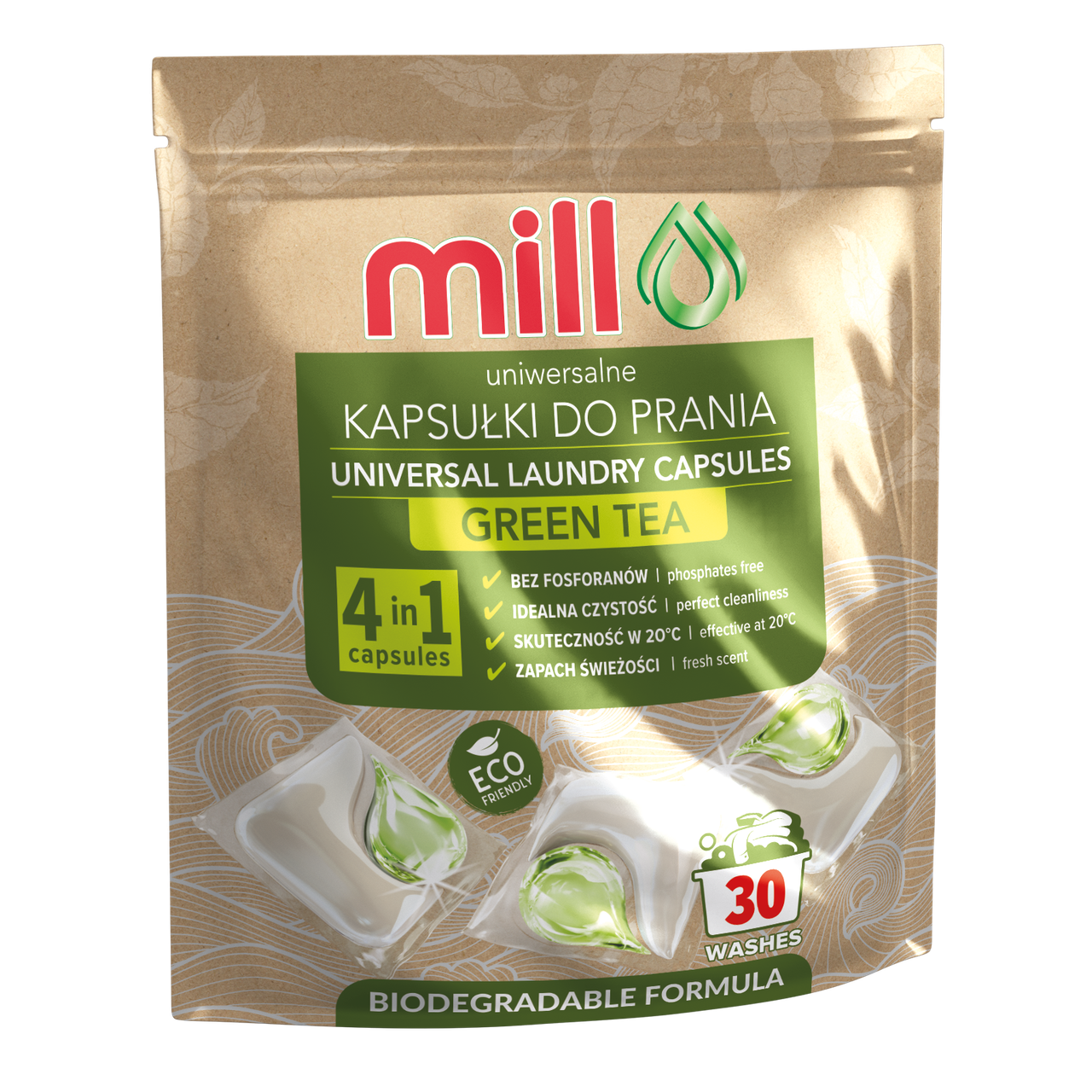 Капсули для прання Зелений чай 30 шт., ТМ MILL Clean