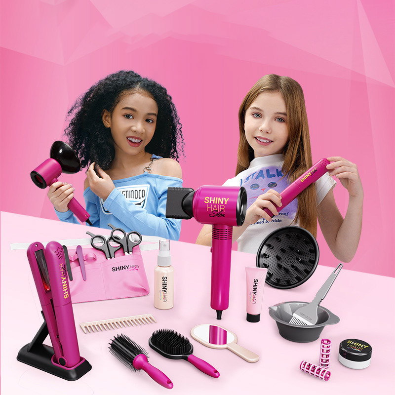 Великий дитячий Набір стиліста дитині 17 предметів Світло Звук Фен Дзеркальце Аксесуари для гри в перукаря, фото 1