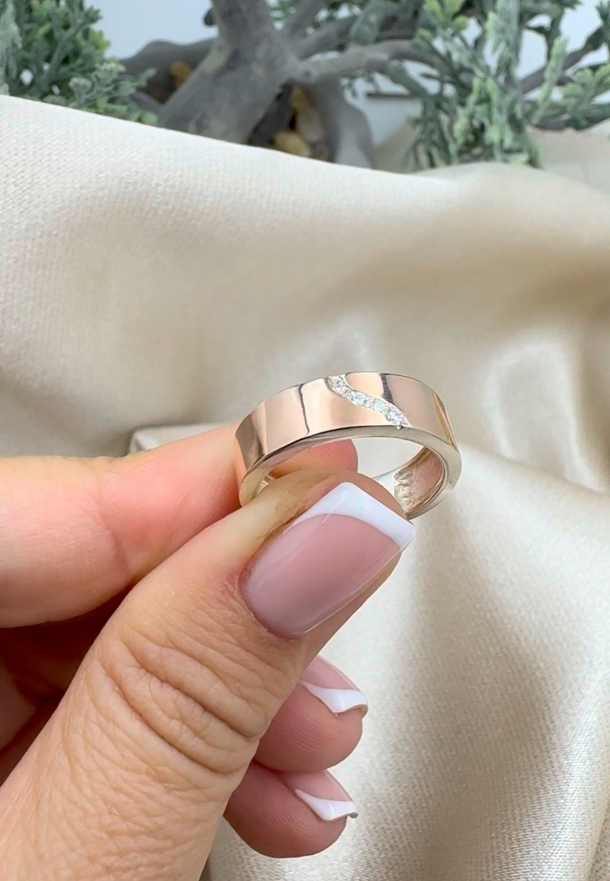 Обручка срібна з вставками із золота, фото 1