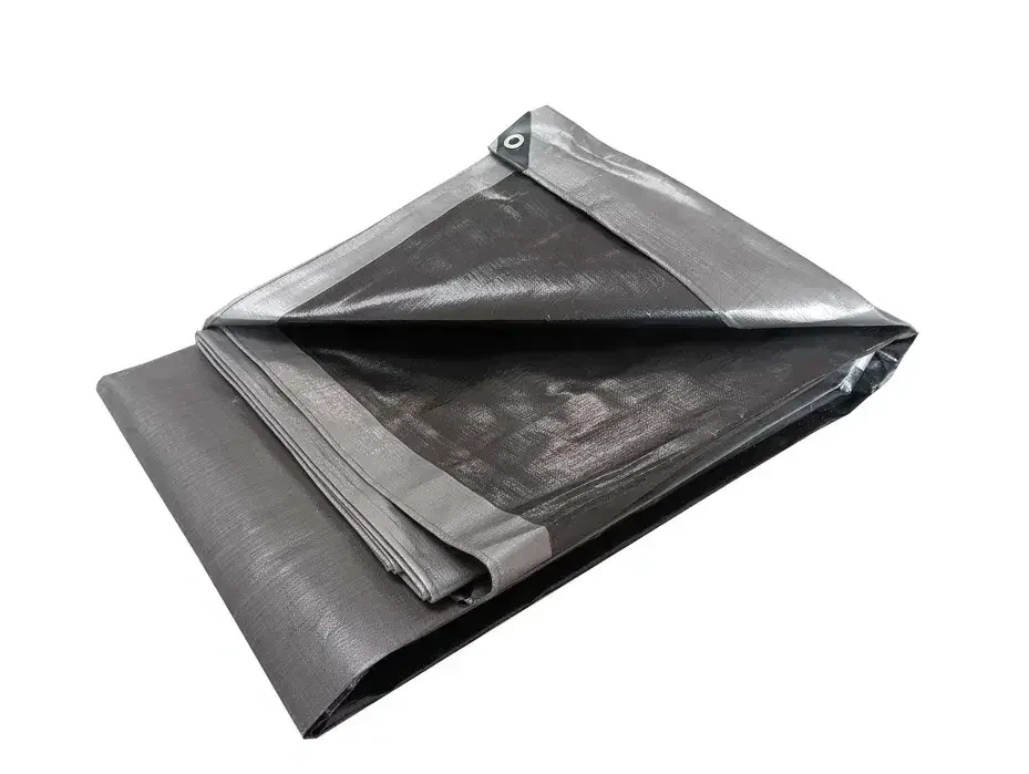 Тент 2х6 з кільцями, 260г/м². ТМ "Plandeka/Wimar" Extra Gruba (Польща). Колір: сіро-чорний, +/- 5%.