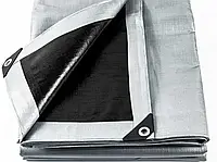 Тент укривний 4х6 з кільцями, 200г/м². ТМ "MS Tool". Колір - сіро-чорний, +/- 5%. Міцний та вологостійкий.