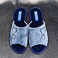 Капці жіночі Белста сині велюрові з відкритим носком 4609, фото 5