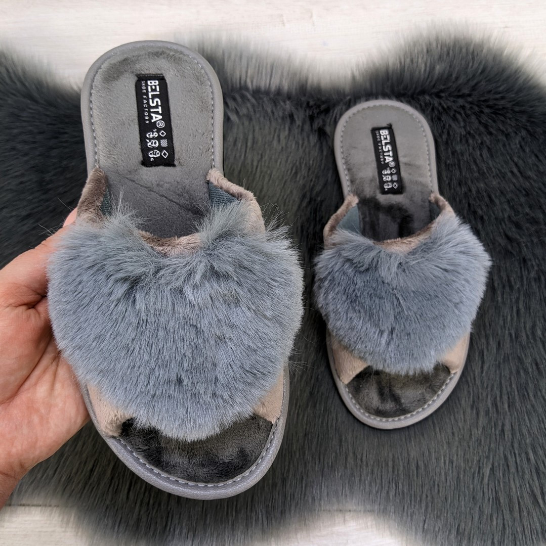 Тапочки жіночі Белста сірі з відкритим носком 4635, фото 1