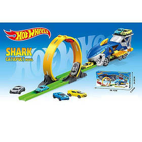 Дитячий гоночний автотрек Hot Wheels із мертвою петлею і запускачем Акулою 3 машинки 6608