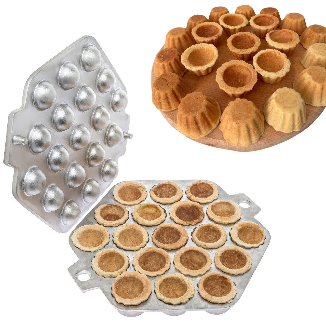 Кексниця тарталетниця форма велика з алюмінієвою кришкою для випічки кексів, кошиків, тарталеток і пончиків