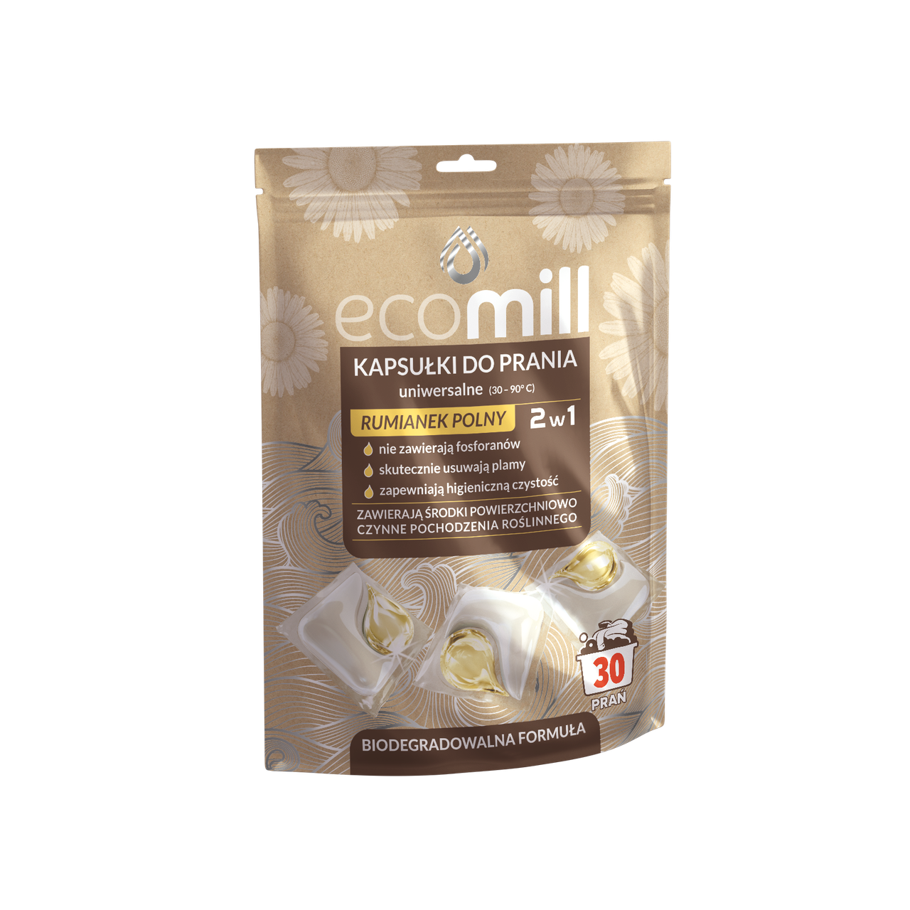 Капсули для прання універсальні Ромашка польова 2в1 30 шт., Eco MILL