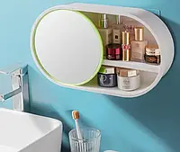 Органайзер полиця для косметики із дзеркалом Зелений Косметичний б`юті бокс для зберігання косметики настінний merlin