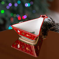 Тарілка новорічна у формі ялинки для закусок та сервірування