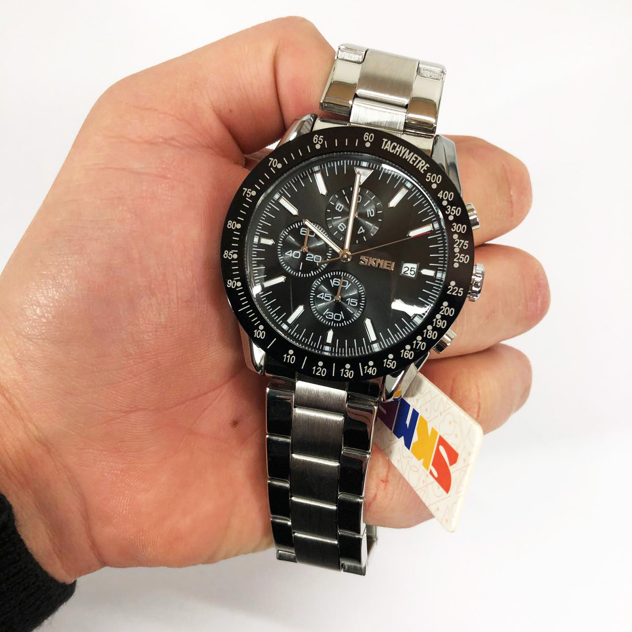 Класичні кварцові чоловічі наручні годинники SKMEI 9253SIBK, Чоловічі наручні годинники OM-80, фото 1
