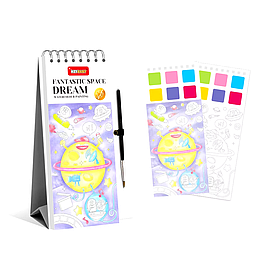 Набір для творчості.Розмальовка з фарбами і пензликом.Мольберт для дітей з палітрою Keybaby Space