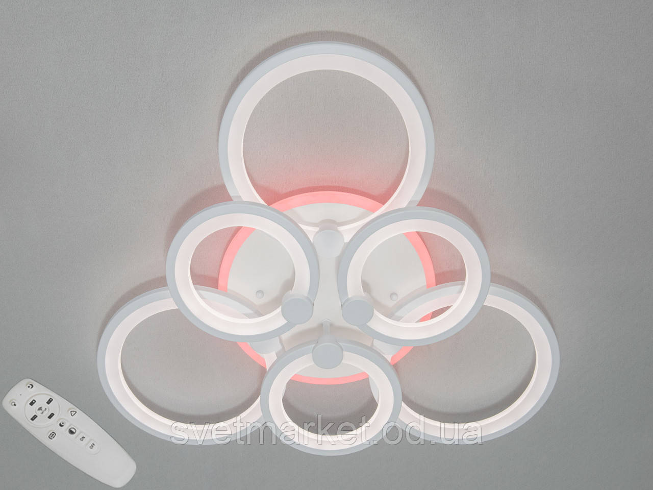 Стельова LED-люстра з димером і підсвіткою D8022/3+3WH LED 3color dimmer, фото 1