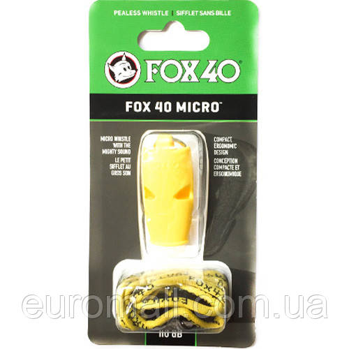 Свисток FOX 40 Original Whistle Micro Safety 9513-0208, Жовтий, Розмір (EU) — 1SIZE