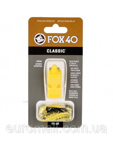 Свисток FOX 40 Classic Whistle Safety 9903-0208, Жовтий, Розмір (EU) — 1SIZE