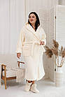 Теплий жіночий халат на запах з капюшоном ментолового кольору, фото 5