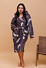 Жіночий махровий довгий халат з капюшоном Капучино 48, фото 6