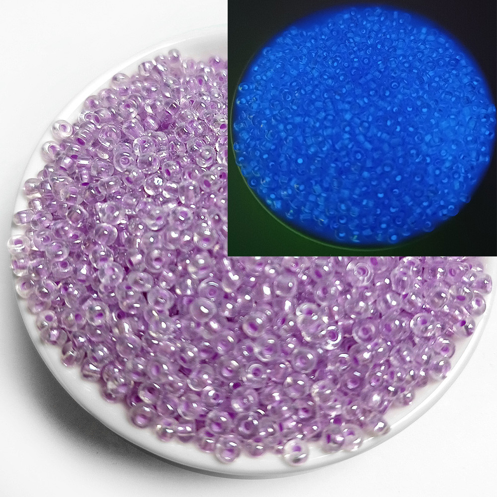 Намистини скляні, що світяться в темряві, 3 мм, бузковий (5 гр)