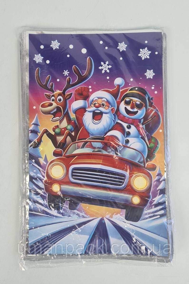 Упаковка новорічна для цукерок і подарунків (25*40) No46 Авто Санта (100 шт.)