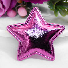 М'який патч "Зірка", 3,5 см, екокожа глянець, малиновий