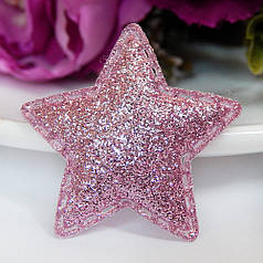 М'який патч, екокожа гліттер, Зірка 3,5 см, рожевий